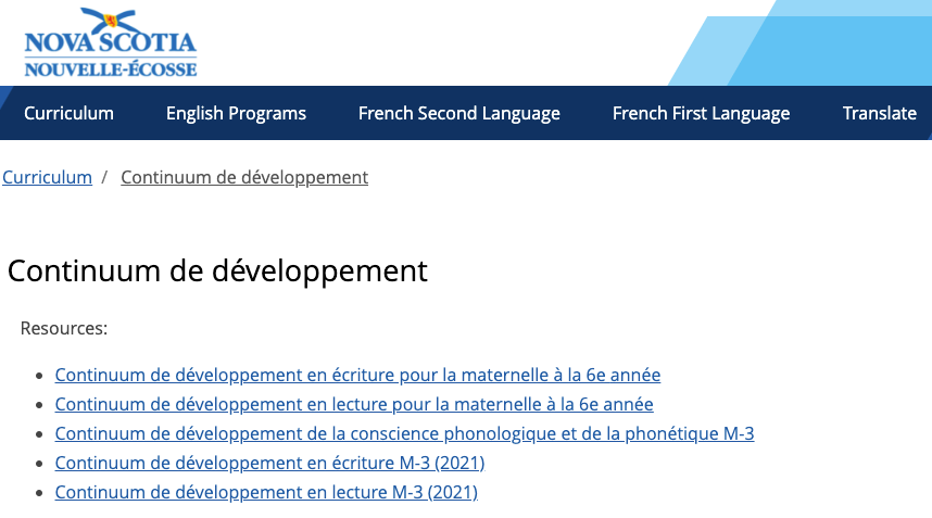 Continuum de developpement Nova Scotia PA French pic