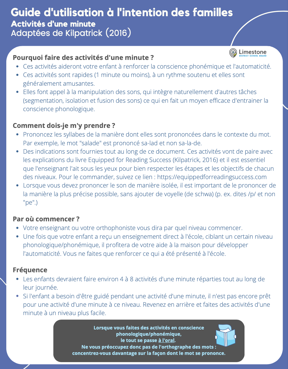 Kilpatrick Phonemic Awareness in French pic